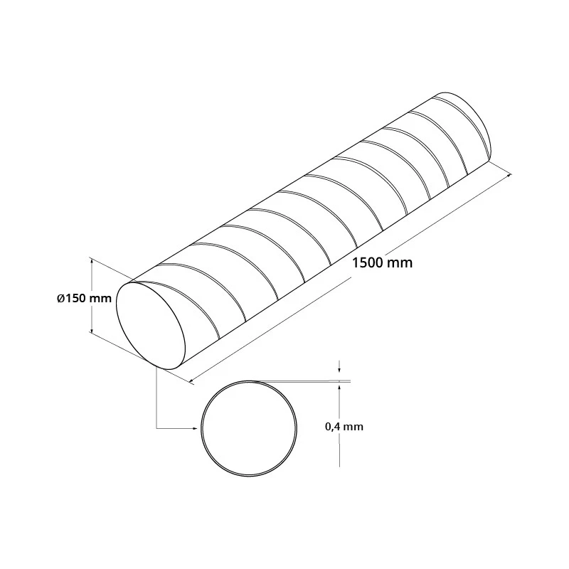 Spirobuis Ø 150mm lengte 1,5 meter - Gegalvaniseerd