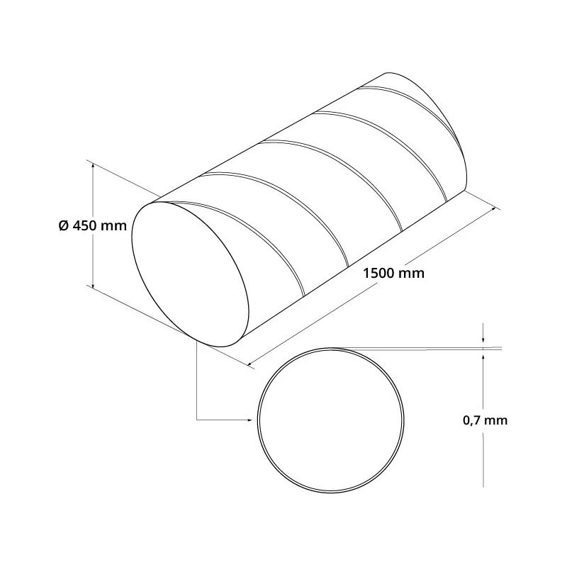 Spirobuis Ø 560 mm lengte 1,5 meter - Gegalvaniseerd
