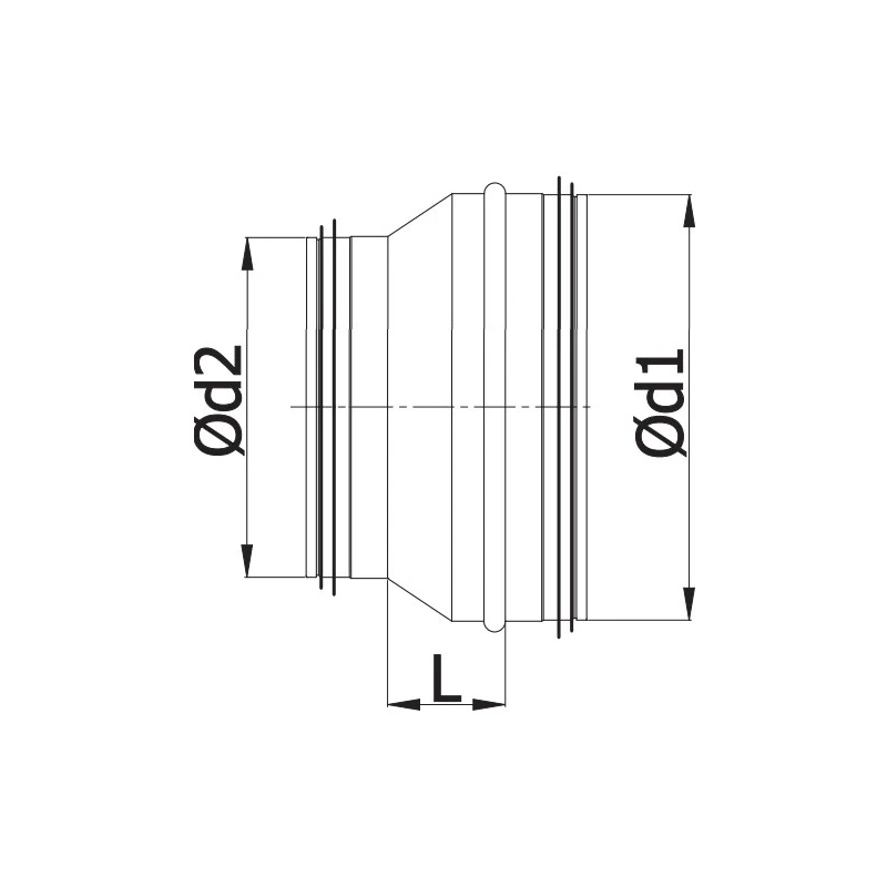 Verloopstuk van Ø 315mm - Ø 160mm voor spirobuis