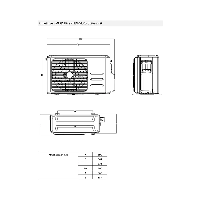 MaxiCool AURORA Triple split airco R32 1x2,5 kW + 2x3,5 kW set