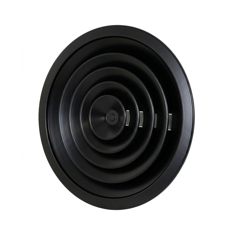 Plafondrooster rond met vast patroon Ø 300 mm - RAL9005 30% glans