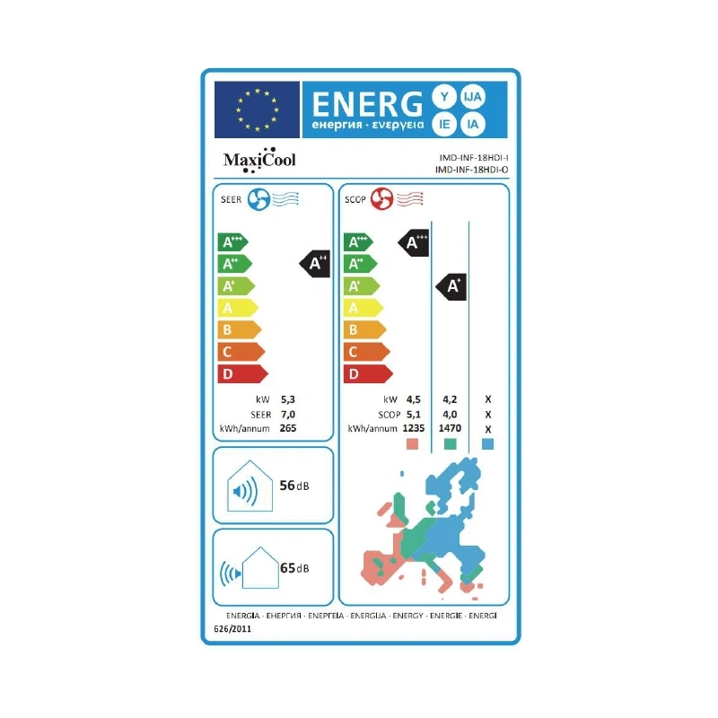 MaxiCool INFINI 5 kW R32 Inverter airco 18HDI met WIFI set