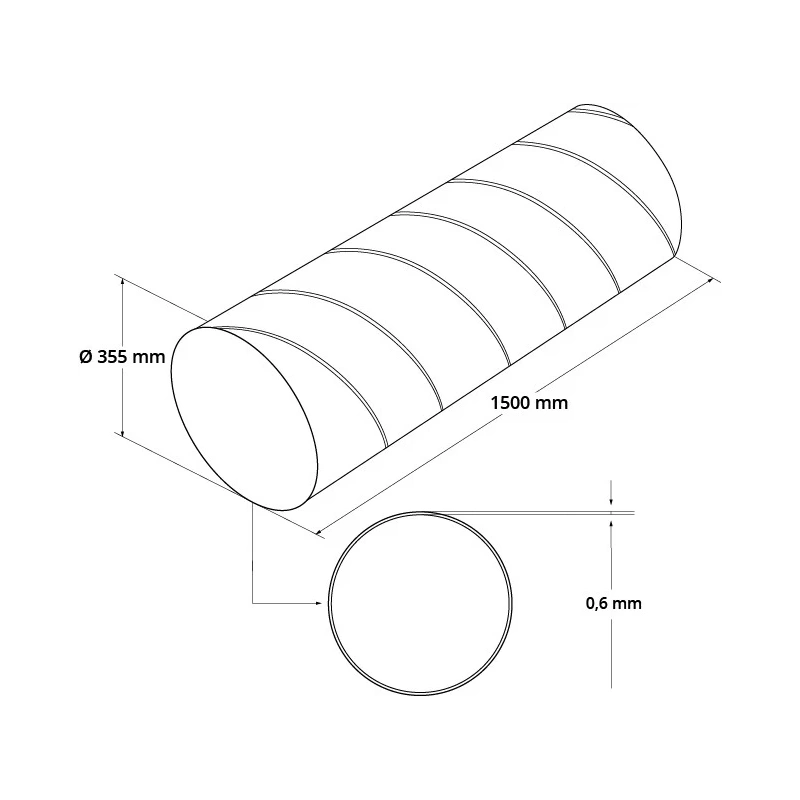 Spirobuis Ø 355mm lengte 1,5 meter - Gegalvaniseerd