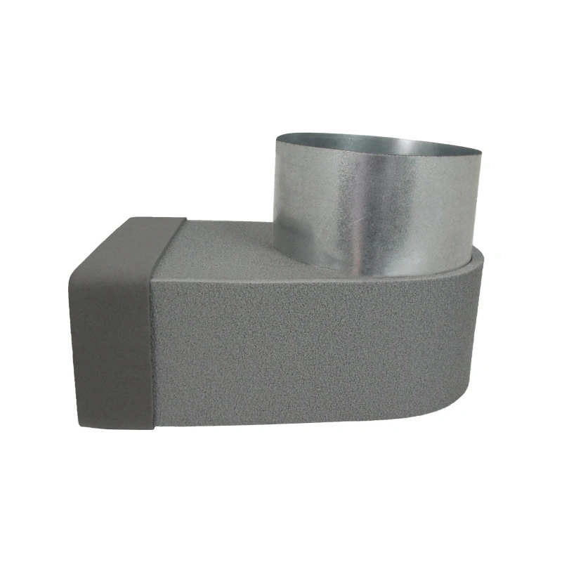 Thermoduct lepe hoekstuk enkel symetrisch 220x80 mm naar diameter 125
