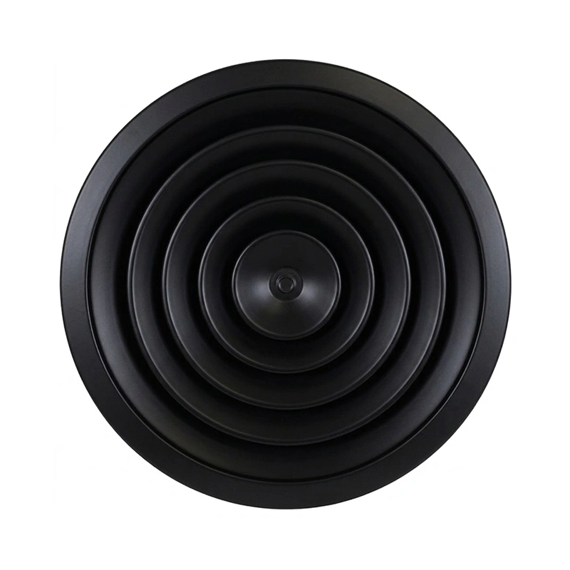 Plafondrooster rond met vast patroon Ø 150 mm - RAL9005 30% glans