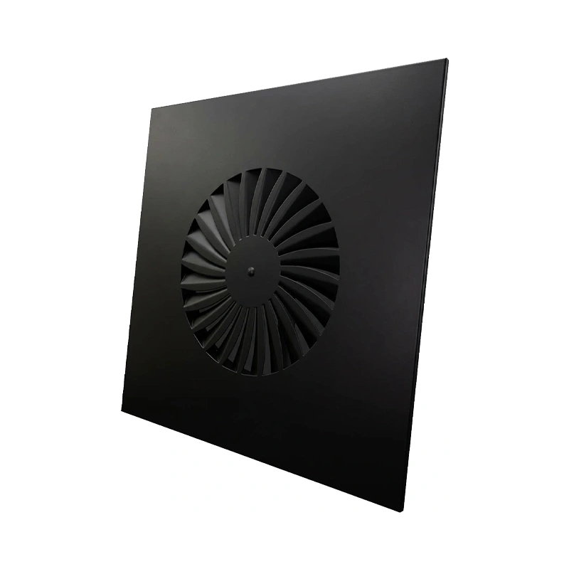Wervelrooster vaste lamellen 400mm vierkant - SWS400 RAL 9005 30% glan