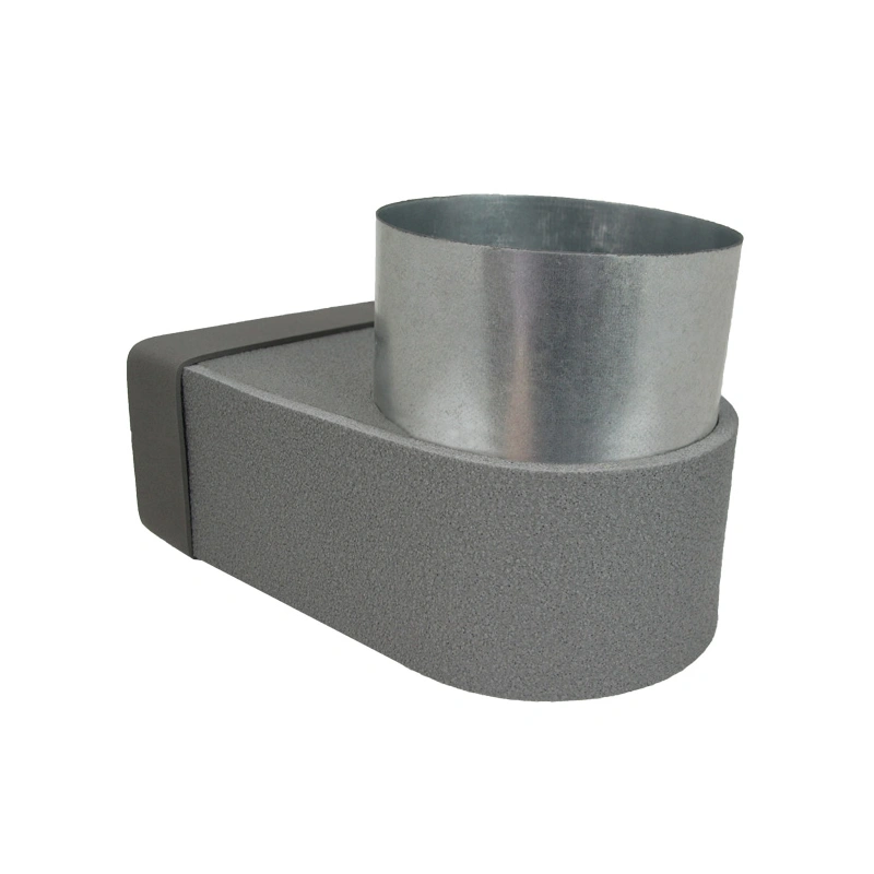 Thermoduct lepe hoekstuk enkel symetrisch 220x80 mm naar diameter 125