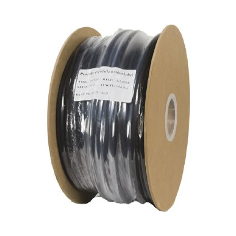 Soepele zwarte rubberkabel 3 x 2,5 voor buiten, rol 50 meter