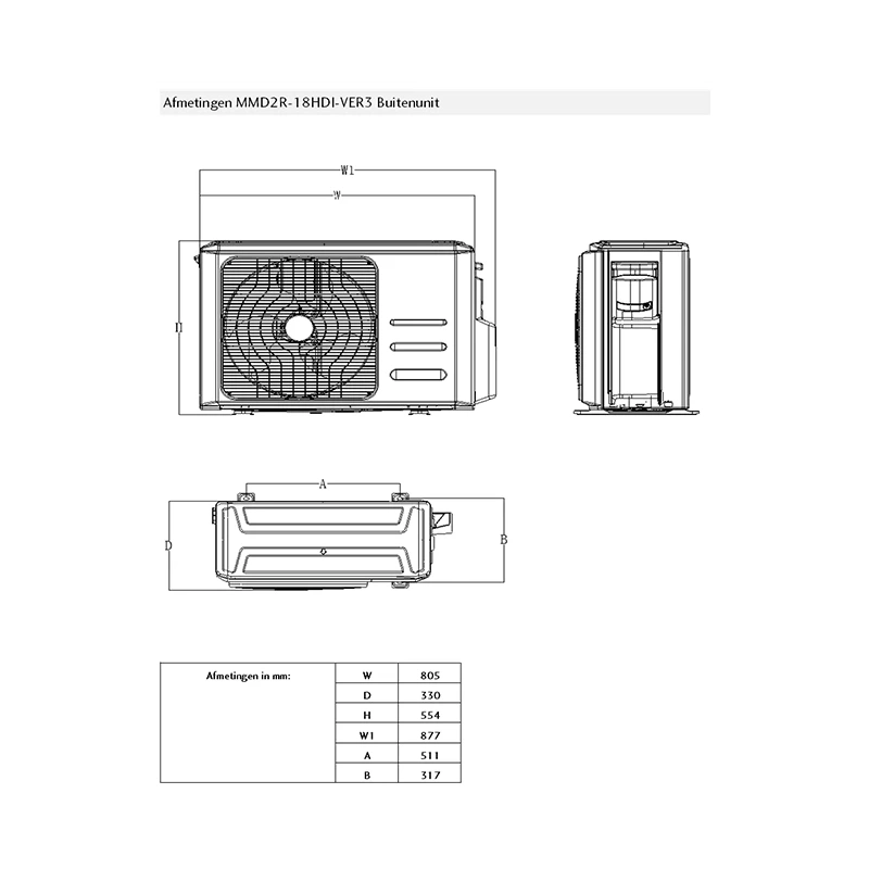 MaxiCool AURORA Triple split airco R32 2x2,5 + 1x3,5 kW set